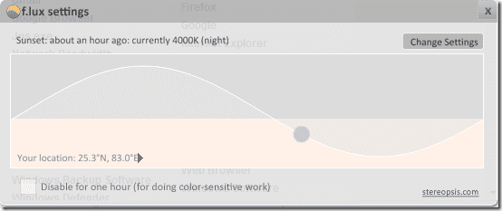 Используйте F.lux для настройки цвета и яркости монитора по времени суток