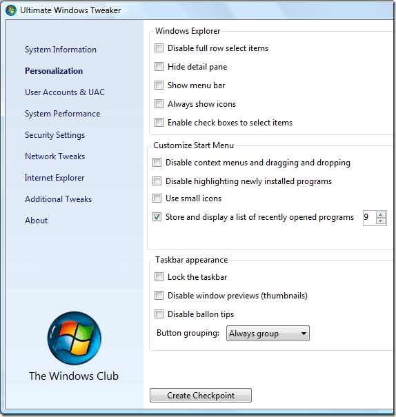 Ultimate Windows Tweaker для Windows 7 и Vista