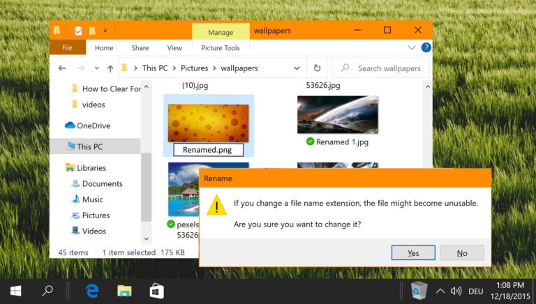 Как безопасно изменить расширение или тип файла в Windows 10
