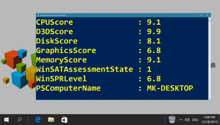 Windows 10: как получить оценку индекса производительности Windows (WEI)