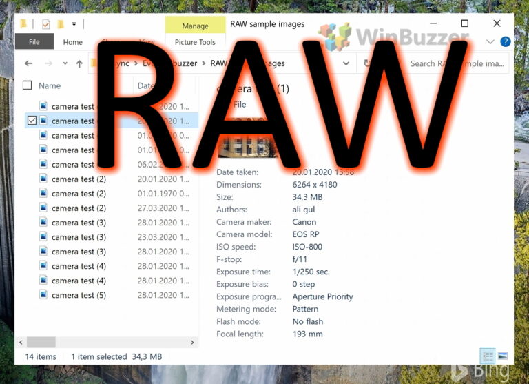 Как открыть файлы RAW в Windows 10 с помощью расширения RAW Image от Microsoft